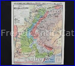 P484 Ancienne Carte scolaire France Région naturelle géologie Alpestre Les Alpes