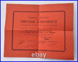 PAQUEBOT FRANCE rare et amusant DIPLOME D'HONNEUR DE L'ORDRE DES NOCTAMBULES