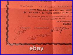 PAQUEBOT FRANCE rare et amusant DIPLOME D'HONNEUR DE L'ORDRE DES NOCTAMBULES