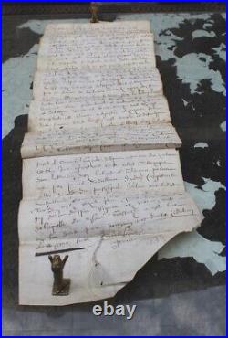 PARCHEMIN de 1626 acte notarié, vente de terres 800 x 270