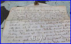 PARCHEMIN de 1626 acte notarié, vente de terres 800 x 270