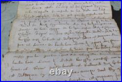 PARCHEMIN de 1626 acte notarié, vente de terres 800 x 270