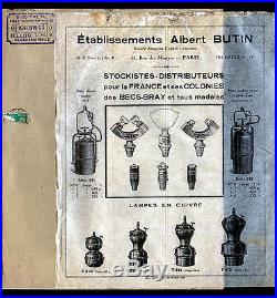 PARIS (IX° & XIX°) CATALOGUE de LAMPES pour MINEUR, CHEMINOTS. Albert BUTIN