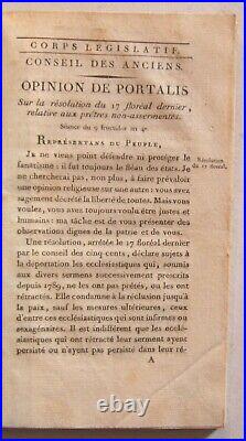 PORTALIS. Résolution relative aux prêtres non assermentés (1796) RARE DOCUMENT