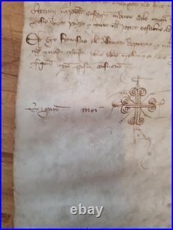 Parchemin Acte Notarié Ancien 1327 XIV Siècle Italie