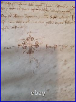 Parchemin Acte Notarié Ancien 1327 XIV Siècle Italie