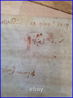 Parchemin Acte Notarié Ancien 1327 XIV Siècle Italie