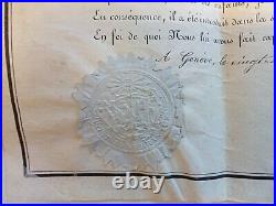 Parchemin République et Canton de Genève Lettre d'admission 1839 40.5x26.5 cm