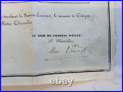 Parchemin République et Canton de Genève Lettre d'admission 1839 40.5x26.5 cm