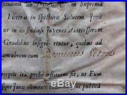 Parchemin XVIe XVIIe Baccalauratu in Utroque Jure Signé Guillemin Diplome Latin