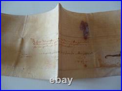 Parchemin ancien daté 1597 a vezet manuscrit recto verso avec sceau