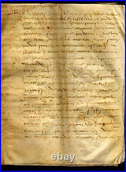Parchemin notarial 1547 partage de la quantinière en quatre partyes Trélazé