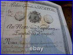 Passeport 1er Empire, 1806, dépt Seine et Oise, H 36cm x L 26cm