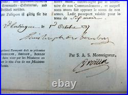 Passeport Bilingue LOUIS JOSEPH DE BOURBON PRINCE DE CONDE 1797 SCEAU MANUSCRIT