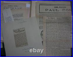 Paul FORT. Dossier, Lettres (Absinthe), Correspondances, Journaux, 1912