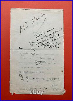 Paul VERLAINE Billet autographe signé à Léon Vanier