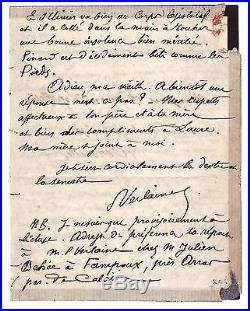 Paul Verlaine / Lettre Autographe (1868) / Fais-tu Des Vers Moi Rien! /