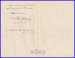 Peintre Charles Jacque lettre autographe signée Barbizon Croisic Adolphe Petit