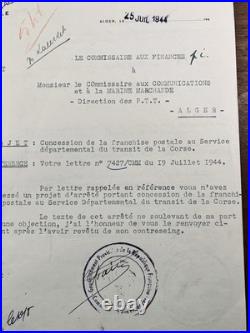 Pierre Mendès France en 1944 René Mayer Paul Giacobbi Corse WW2 Rare Autographe