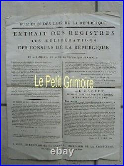 Placard 1802 Napoleon Bonaparte Consul A Vie