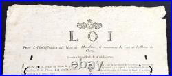 Placard de la LOI Pour Administration des biens des Monastères. CLUNY 1790