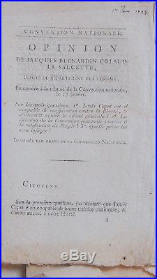 Proces de LOUIS XVI lot de 300 fascicules de 1792-1793 OPINION de 300 députés