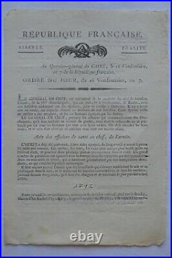 Quartier général du Caire Ordre du jour Grézieu 16 Vendémiaire An 7 1798
