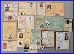 RARE LOT de 19 CARTES d'IDENTITÉS et PIÈCES d'IDENTITÉS DIVERSES