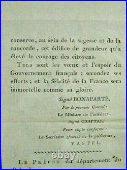 RARE affiche ORIGINALE Proclamation aux Français 14 juillet Bonaparte Napoléon