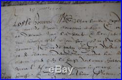 RARE et AUTHENTIQUE ANCIEN ACTE NOTARIE SUR PARCHEMIN daté 19 janvier 1595