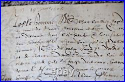 RARE et AUTHENTIQUE ANCIEN ACTE NOTARIE SUR PARCHEMIN daté 19 janvier 1595