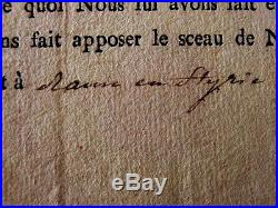 RARISSIME DOCUMENT SIGNE du DUC DE BERRY/STYRIE 1801/ ARMEE ROYALISTE