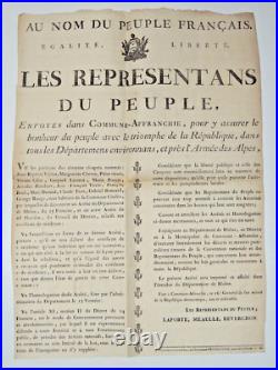 RÉVOLUTION 1789 Placard siège de Lyon COMMUNE-AFFRANCHIE 1794 RARE