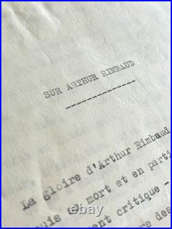RIMBAUD Intéressant tapuscrit original de Fernand Gregh corrections autographes