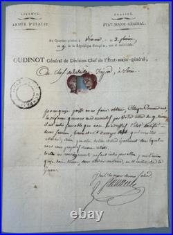 RRR / ARMEE D'ITALIE 1801 / Lettre Entete General OUDINOT à VERONE / RRR et SUP