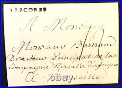 RRR et SUP Marque Postal AJoCORSE s/ Lettre d'AJACCIO pour MARSEILLE / 1786