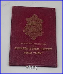 Rar CYCLES PEUGEOT Certificat de garantie Bicyclette LION Année 1914 LUXEMBOURG