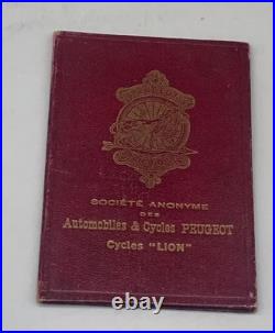Rar CYCLES PEUGEOT Certificat de garantie Bicyclette LION Année 1914 LUXEMBOURG