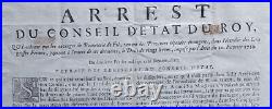 Rare Affiche Arrest Du Conseil D'état De Roy 1762 Papier Velin