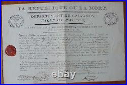 Rare Certificat de Membre de la Société Républicaine de Bayeux. 1793. Révolution