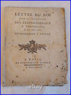 Rare LETTRE du ROI 1789 ETATS GENERAUX VERSAILLES Baillages Royaux voir