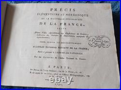 Rare Précis élémentaire méthodique de la nouvelle géographie de la France 1791