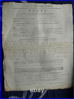 Rare Révolution Française Vente de Biens Nationaux confisqués à LOUIS XVI CAPET