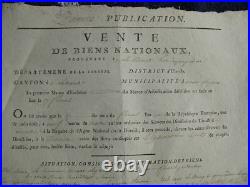 Rare Révolution Française Vente de Biens Nationaux confisqués à LOUIS XVI CAPET