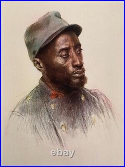 Rare Ww 1 Pastel Eugene Burnand Auxiliaire Senegalais Afrique 1922