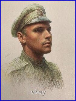 Rare Ww 1 Pastel Eugene Burnand Sergent Major Infanterie Russe 1922