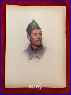 Rare Ww 1 Pastel Eugene Burnand Soldat Armee Territoriale France 1922
