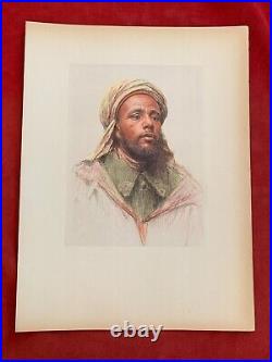 Rare Ww 1 Pastel Eugene Burnand Tirailleur Marocain Atlas -afrique- 1922