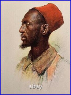 Rare Ww 1 Pastel Eugene Burnand Tirailleur Senegalais Soudan 1922