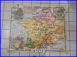 Rare carte affiche scolaire Rome Antique et Gaule Romaine chez Hatier